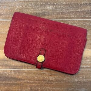 Hermes GM Dogon Wallet with Coin Pouch Red